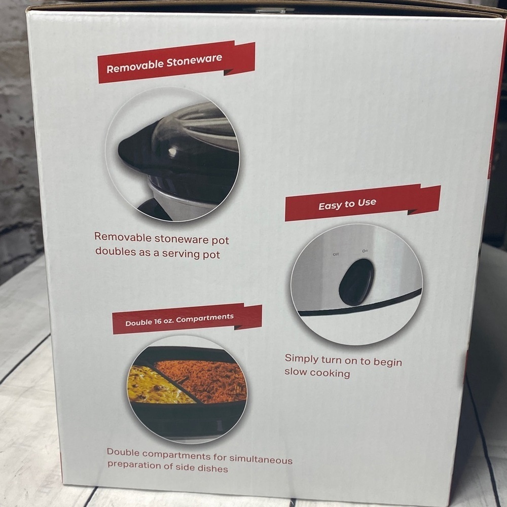 Sunfeast Double Compartment Slow Cooker – 2 x 16 oz Removable Stoneware - Picture 3 of 5